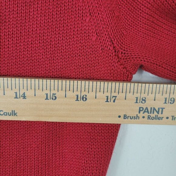 Banana Republic Medium Cardigan Sweater Red Gold Buttons Turtleneck Holidays - Picture 6 of 9